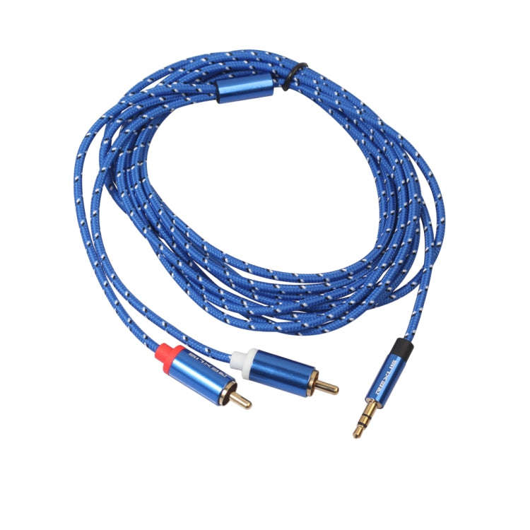 REXLIS 3610 3.5mm Male to Dual RCA Gold-plated Plug Blue Cotton Braided Audio Cable for RCA Input...