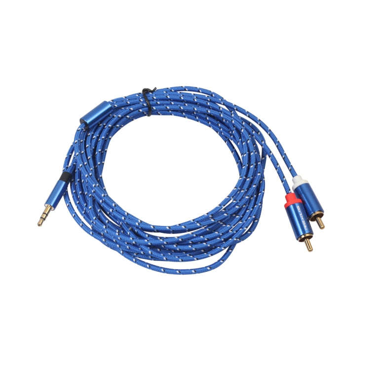 REXLIS 3610 3.5mm Male to Dual RCA Gold-plated Plug Blue Cotton Braided Audio Cable for RCA Input...