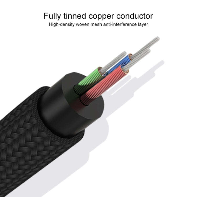 REXLIS 3635 3.5mm Male to Dual RCA Gold-plated Plug Black Cotton Braided Audio Cable for RCA Inpu...