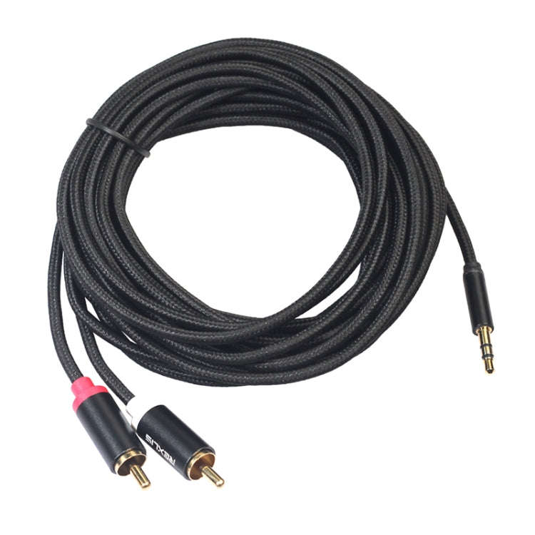 REXLIS 3635 3.5mm Male to Dual RCA Gold-plated Plug Black Cotton Braided Audio Cable for RCA Inpu...