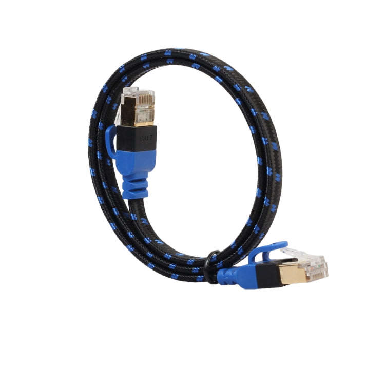 REXLIS CAT7-2 Gold-plated CAT7 Flat Ethernet 10 Gigabit Two-color Braided Network LAN Cable for M...