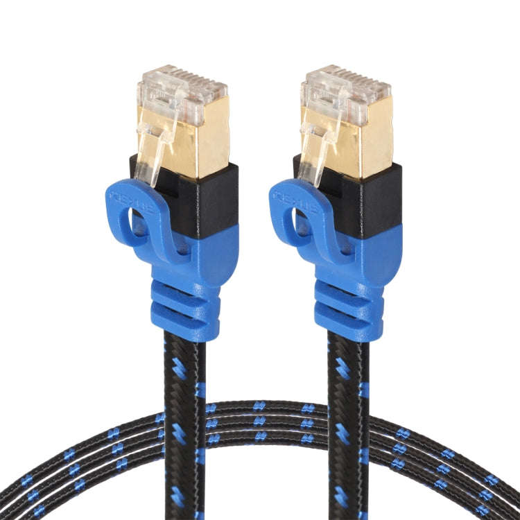 REXLIS CAT7-2 Gold-plated CAT7 Flat Ethernet 10 Gigabit Two-color Braided Network LAN Cable for M...