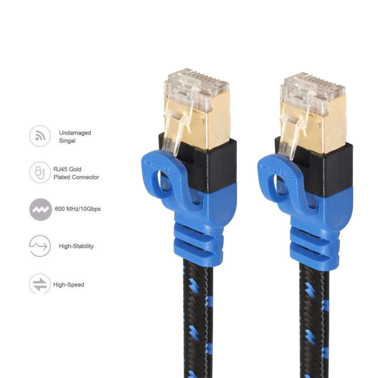 REXLIS CAT7-2 Gold-plated CAT7 Flat Ethernet 10 Gigabit Two-color Braided Network LAN Cable for M...