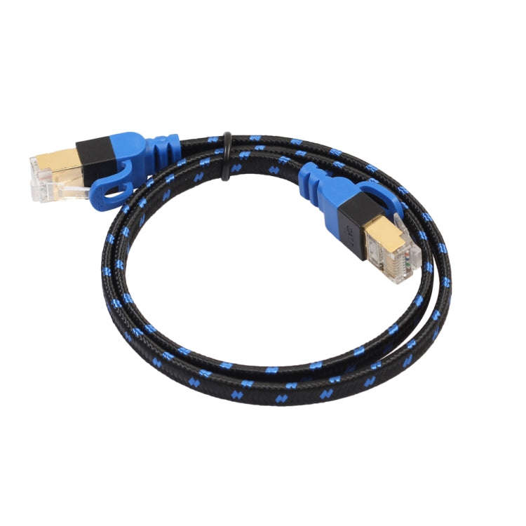 REXLIS CAT7-2 Gold-plated CAT7 Flat Ethernet 10 Gigabit Two-color Braided Network LAN Cable for M...
