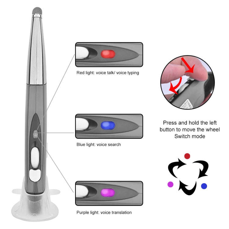 PR-06S 4-keys Smart Wireless Optical Mouse with Stylus Pen Function, Support Voice Operation / Tr...