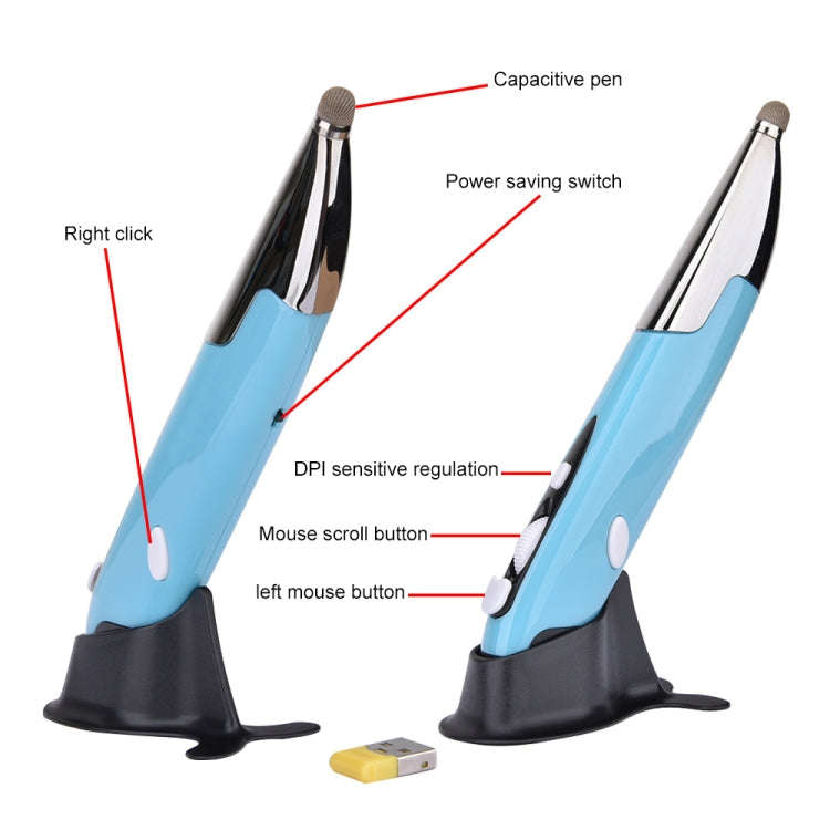PR-06 4-keys Smart Wireless Optical Mouse with Stylus Pen Function (Blue)