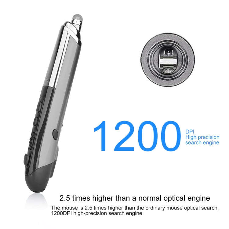 PR-08 6-keys Smart Wireless Optical Mouse with Stylus Pen & Laser Function (Grey)
