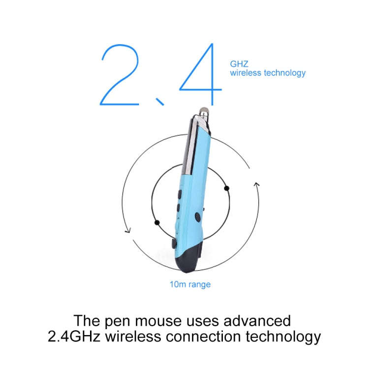 PR-08 6-keys Smart Wireless Optical Mouse with Stylus Pen & Laser Function (Blue)