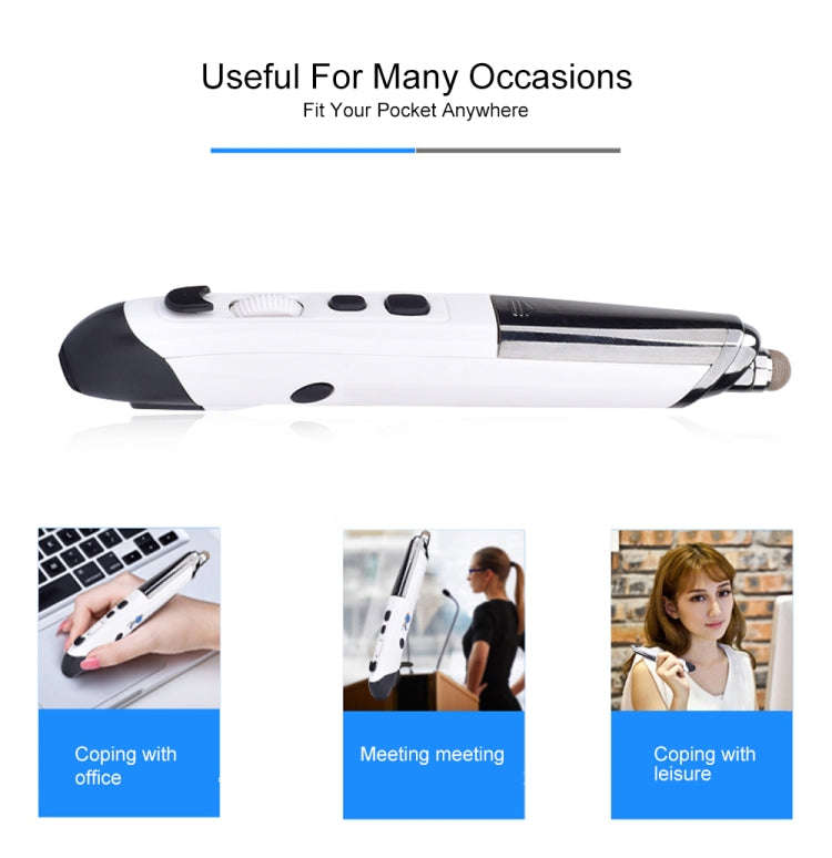 PR-08 6-keys Smart Wireless Optical Mouse with Stylus Pen & Laser Function (White)
