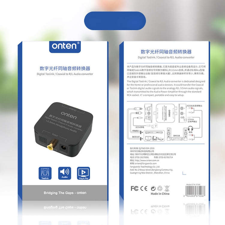 Onten 37506 Digital Optical Coaxial Audio Converter Support 192K