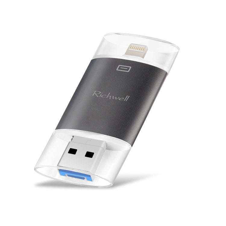 Richwell 3 in 1 128G Type-C + 8 Pin + USB 3.0 Metal Double Cover Push-pull Flash Disk with OTG Fu...