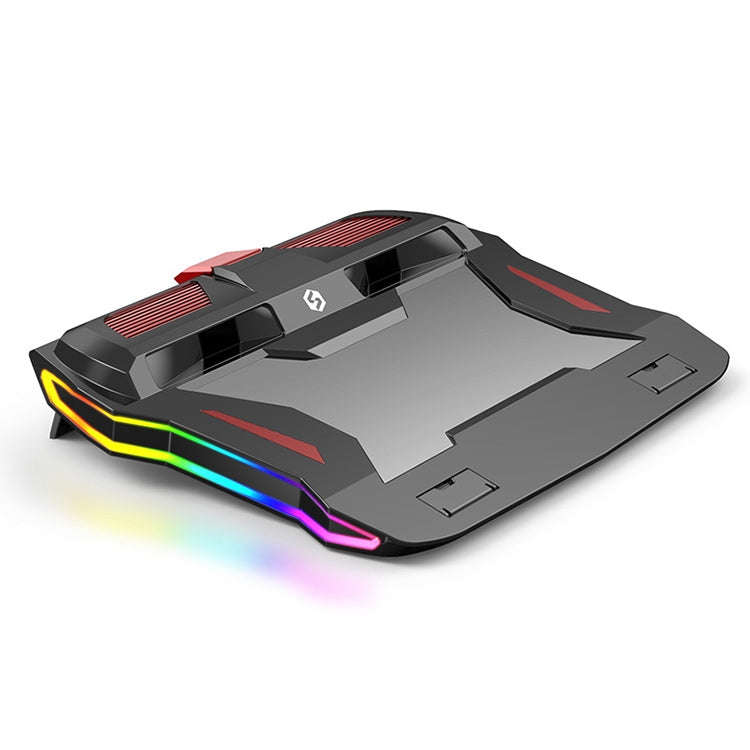 SSRQ-021S Rainbow Version Flank Glowing Dual-fan Laptop Radiator Two-speed Adjustable Computer Ba...