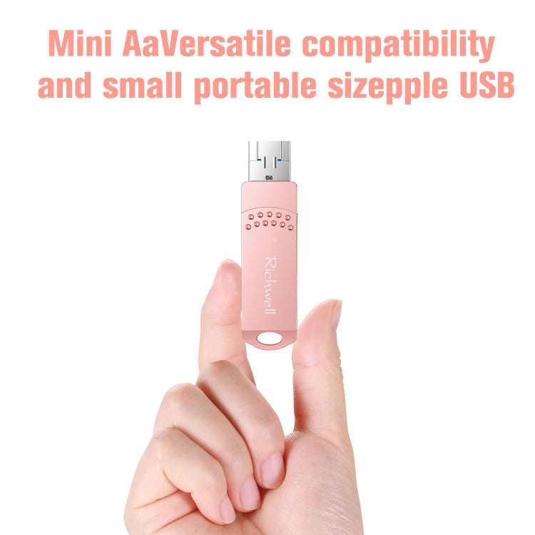 Richwell 3 in 1 128G Type-C + Micro USB + USB 3.0 Metal Flash Disk with OTG Function(Rose Gold)