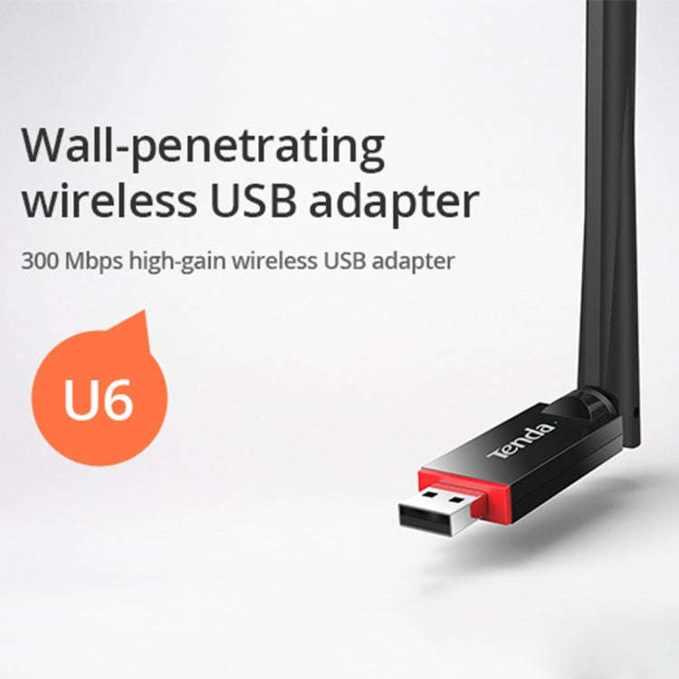 Tenda U6 Portable 300Mbps Wireless USB WiFi Adapter External Receiver Network Card with 6dBi Exte...