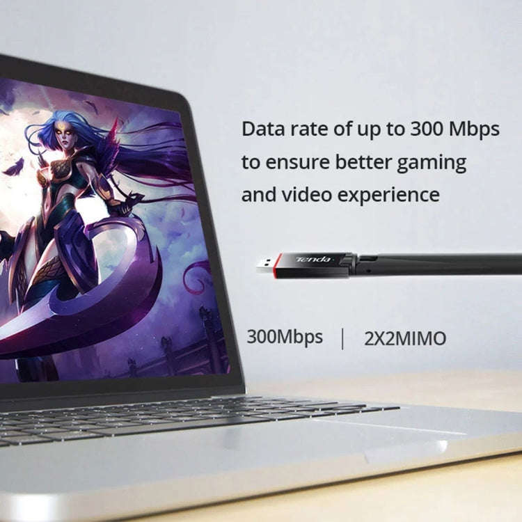 Tenda U6 Portable 300Mbps Wireless USB WiFi Adapter External Receiver Network Card with 6dBi Exte...
