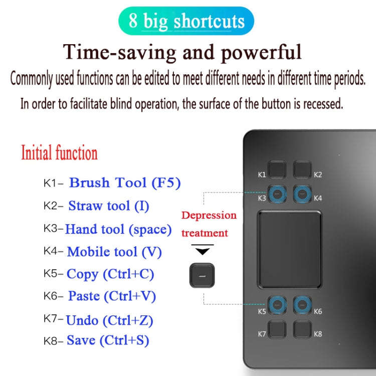 VEIKK A50 10x6 inch 5080 LPI Smart Touch Electronic Graphic Tablet, with Type-c Interface