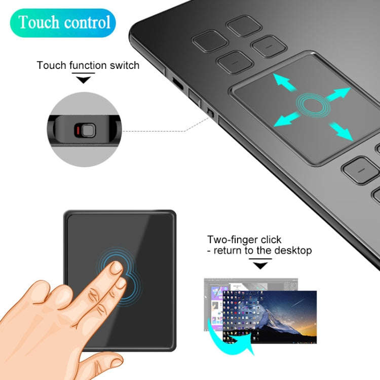 VEIKK A50 10x6 inch 5080 LPI Smart Touch Electronic Graphic Tablet, with Type-c Interface