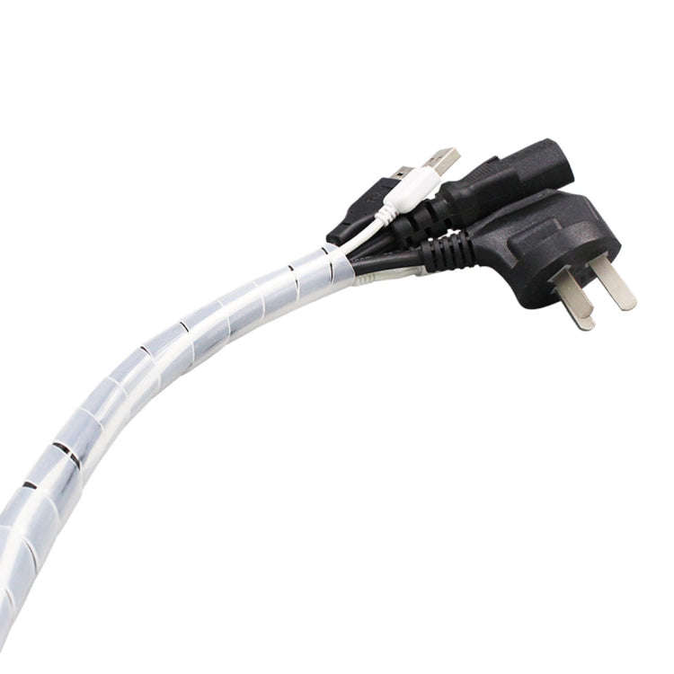 7m PE Spiral Pipes Wire Winding Organizer Tidy Tube, Nominal Diameter: 12mm(White)