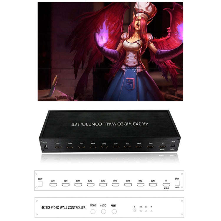 NK-BT88 4K 3X3 HDMI Video Wall Controller Multi-screen Splicing Processor with Remote Controller,...