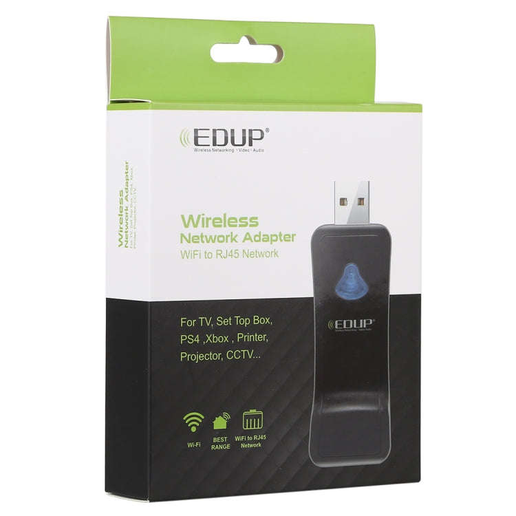 EDUP EP-2911S 300Mbps 2.4GHz Wireless USB Repeater WiFi to RJ45 Network Adapter for TV, Set Top B...