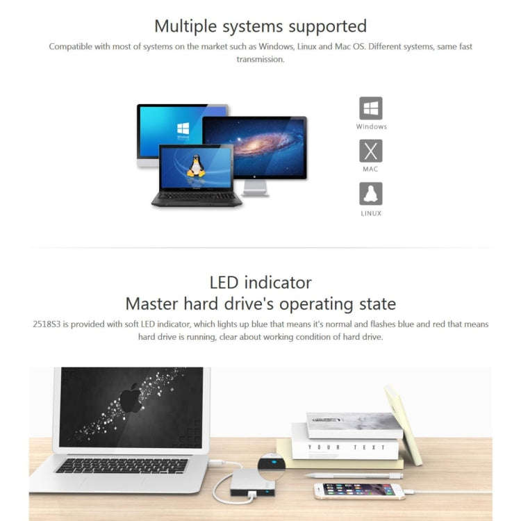 ORICO 2518S3 USB3.0 External Hard Disk Box Storage Case for 7mm & 9.5mm 2.5 inch SATA HDD / SSD (...
