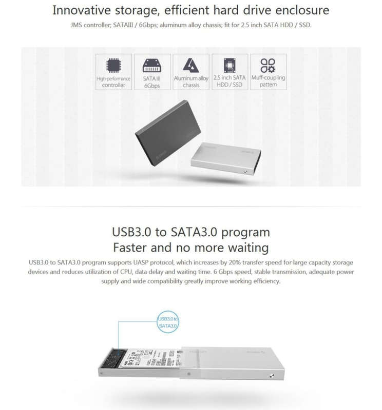 ORICO 2518S3 USB3.0 External Hard Disk Box Storage Case for 7mm & 9.5mm 2.5 inch SATA HDD / SSD (...