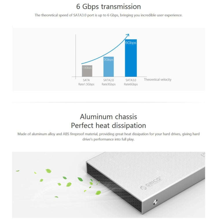 ORICO 2518S3 USB3.0 External Hard Disk Box Storage Case for 7mm & 9.5mm 2.5 inch SATA HDD / SSD (...