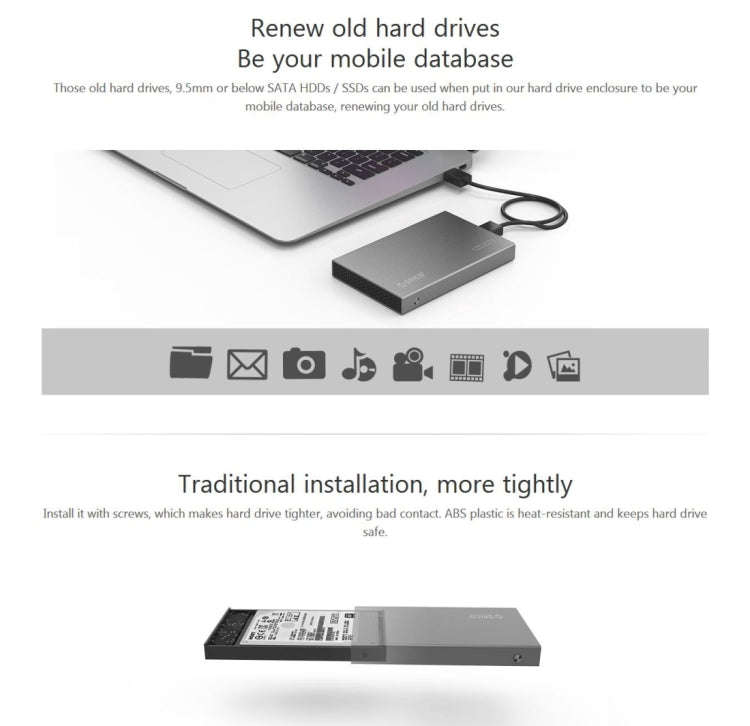 ORICO 2518S3 USB3.0 External Hard Disk Box Storage Case for 7mm & 9.5mm 2.5 inch SATA HDD / SSD (...