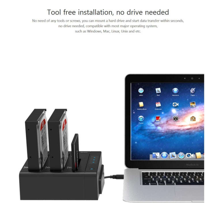 ORICO 6638US3-C 3-bay USB 3.0 Type-B to SATA External Hard Disk Box Storage Case Hard Disk Dockin...