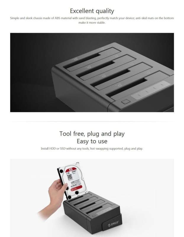 ORICO 6648US3-C-V1 4-bay USB 3.0 Type-B to SATA External Hard Disk Box Storage Case Hard Disk Doc...