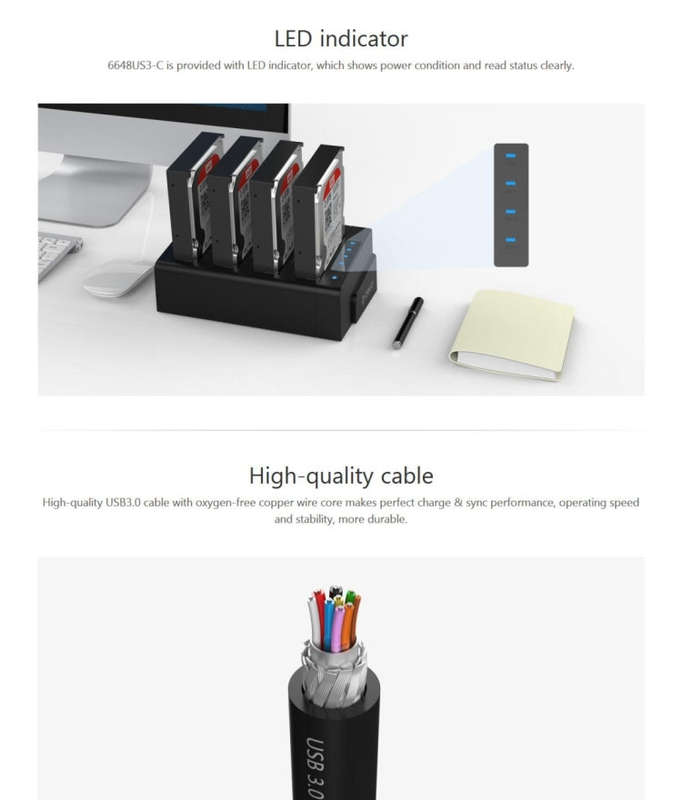ORICO 6648US3-C-V1 4-bay USB 3.0 Type-B to SATA External Hard Disk Box Storage Case Hard Disk Doc...