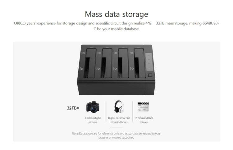 ORICO 6648US3-C-V1 4-bay USB 3.0 Type-B to SATA External Hard Disk Box Storage Case Hard Disk Doc...