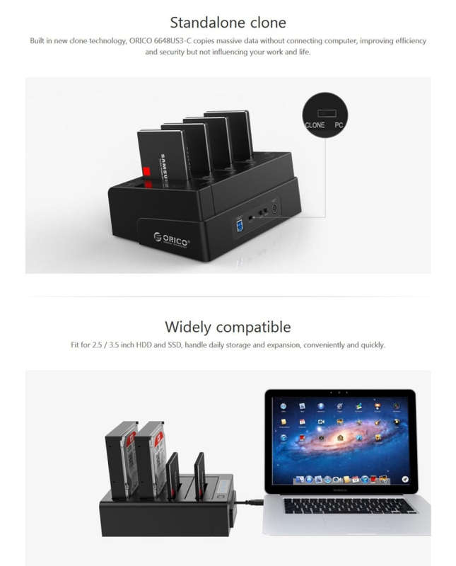 ORICO 6648US3-C-V1 4-bay USB 3.0 Type-B to SATA External Hard Disk Box Storage Case Hard Disk Doc...