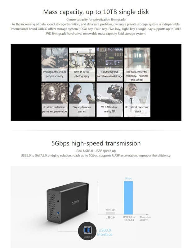 ORICO NS200-RU3 2-bay USB 3.0 Type-B to SATA External Hard Disk Box Storage Case Hard Drive Dock ...
