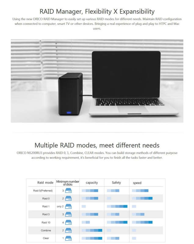 ORICO NS200-RU3 2-bay USB 3.0 Type-B to SATA External Hard Disk Box Storage Case Hard Drive Dock ...