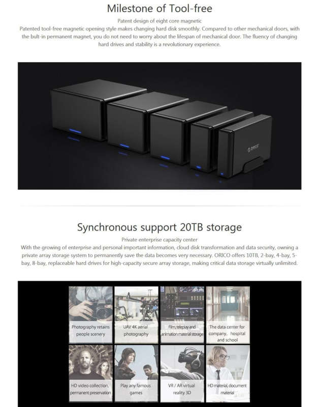 ORICO NS200-U3 2-bay USB 3.0 Type-B to SATA External Hard Disk Box Storage Case Hard Drive Dock f...