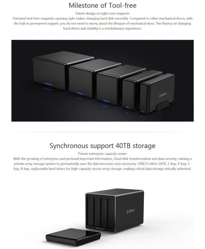 ORICO NS400-C3 4-bay USB-C / Type-C 3.1 to SATA External Hard Disk Box Storage Case Hard Drive Do...