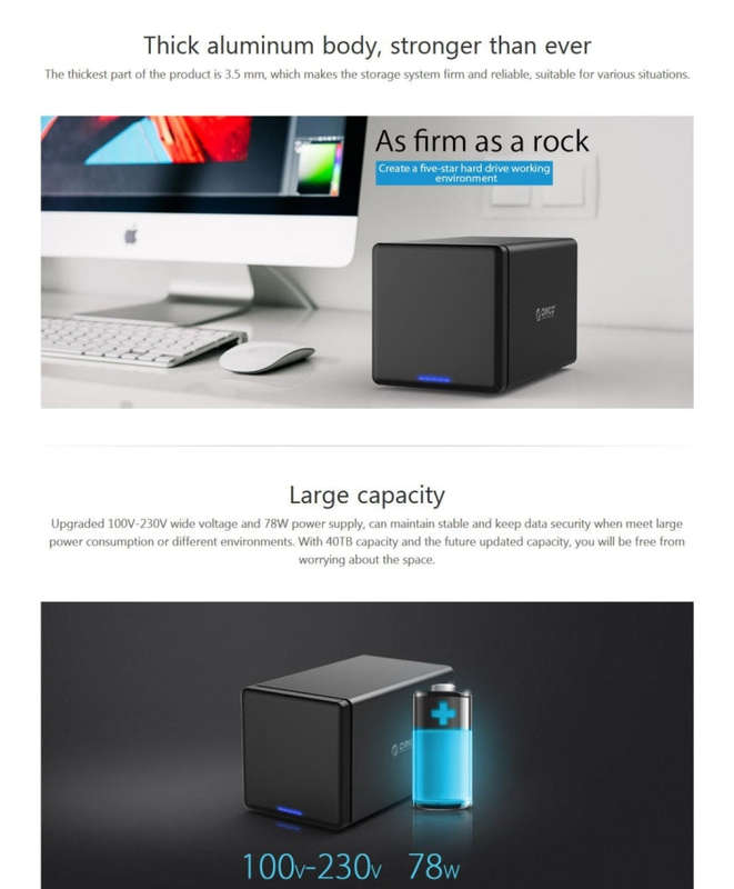 ORICO NS400-C3 4-bay USB-C / Type-C 3.1 to SATA External Hard Disk Box Storage Case Hard Drive Do...