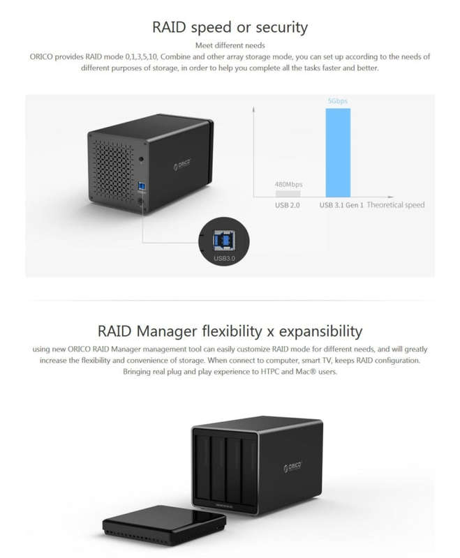 ORICO NS400-U3 4-bay USB 3.0 Type-B to SATA External Hard Disk Box Storage Case Hard Drive Dock f...