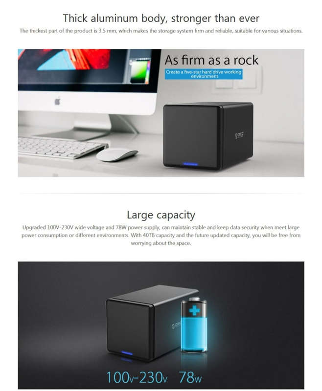 ORICO NS400-U3 4-bay USB 3.0 Type-B to SATA External Hard Disk Box Storage Case Hard Drive Dock f...