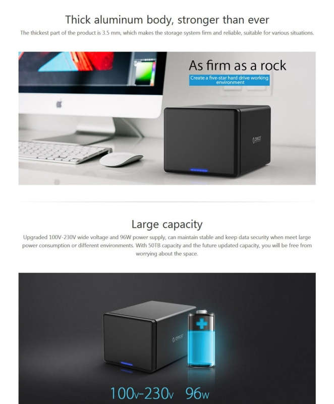 ORICO NS500-C3 5-bay USB-C / Type-C 3.1 to SATA External Hard Disk Box Storage Case Hard Drive Do...