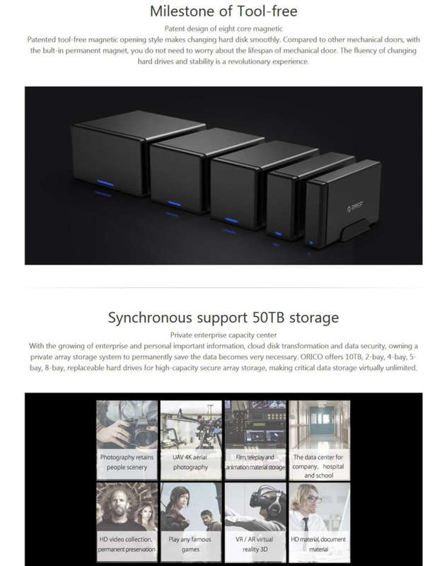 ORICO NS500-U3 5-bay USB 3.0 Type-B to SATA External Hard Disk Box Storage Case Hard Drive Dock f...
