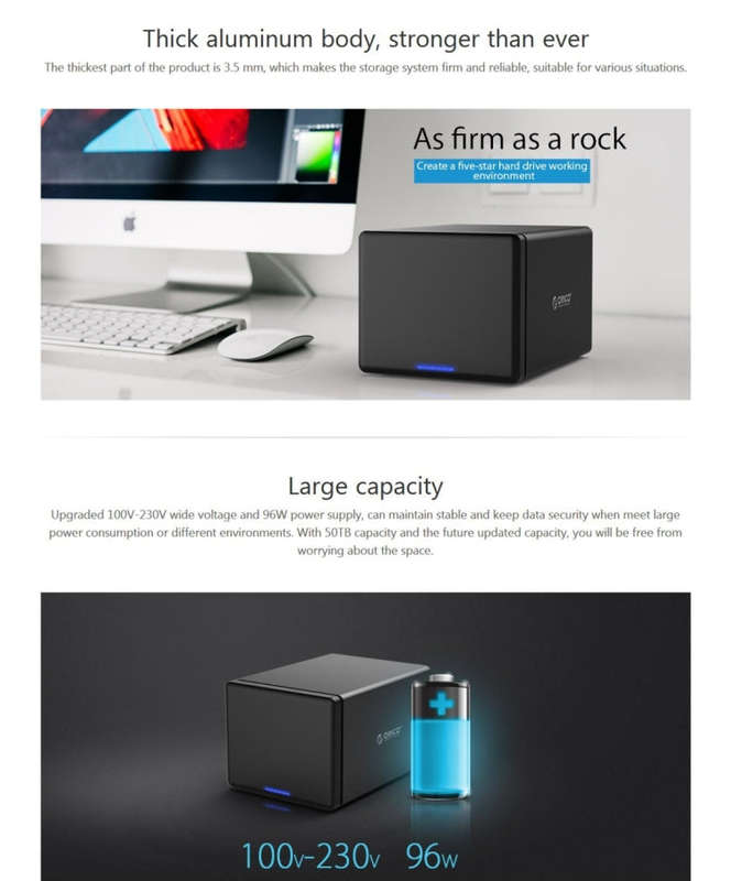 ORICO NS500-U3 5-bay USB 3.0 Type-B to SATA External Hard Disk Box Storage Case Hard Drive Dock f...