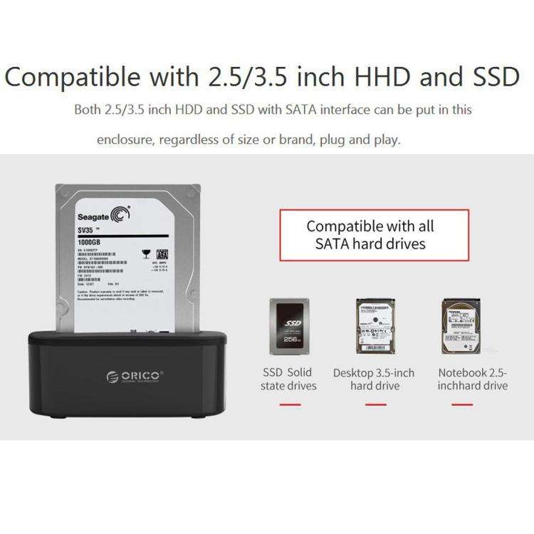 ORICO USB 3.0 Type-B to SATA External Storage Hard Drive Dock for 2.5 inch / 3.5 inch SATA HDD / ...