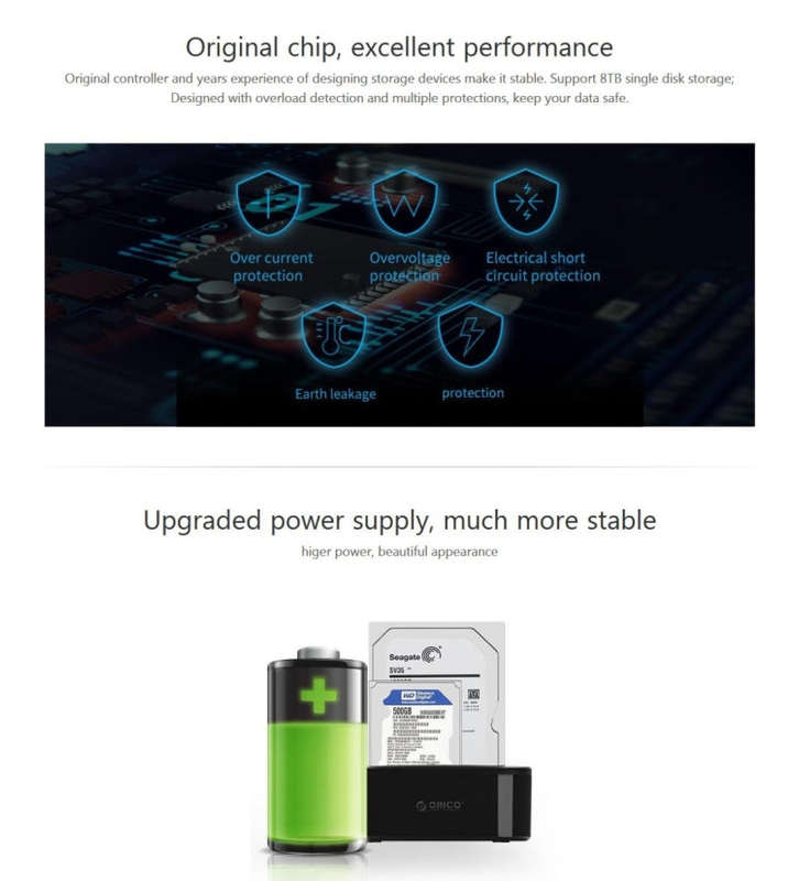 ORICO 6228US3-C 1 to 1 Clone 2 Bay USB 3.0 Type-B to SATA External Storage Hard Drive Dock for 2....