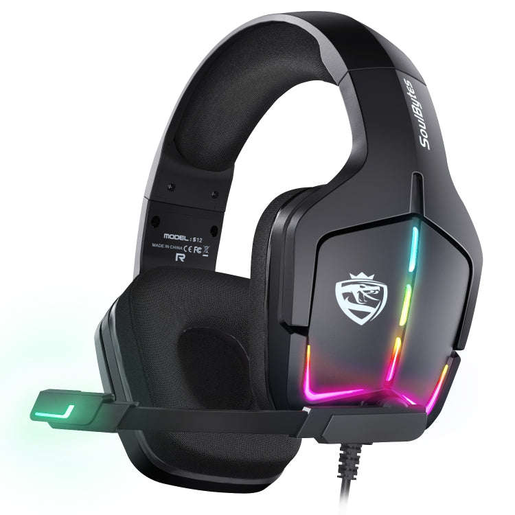 Soulbytes S12 USB + 3.5mm 4 Pin Adjustable RGB Light Gaming Headset with Mic (Black)