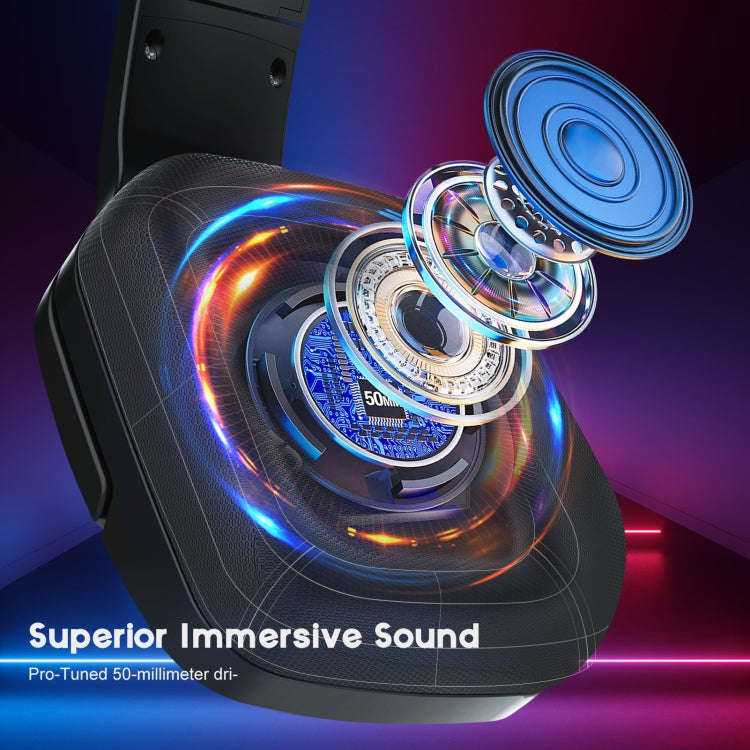 Soulbytes S12 USB + 3.5mm 4 Pin Adjustable RGB Light Gaming Headset with Mic (Black)