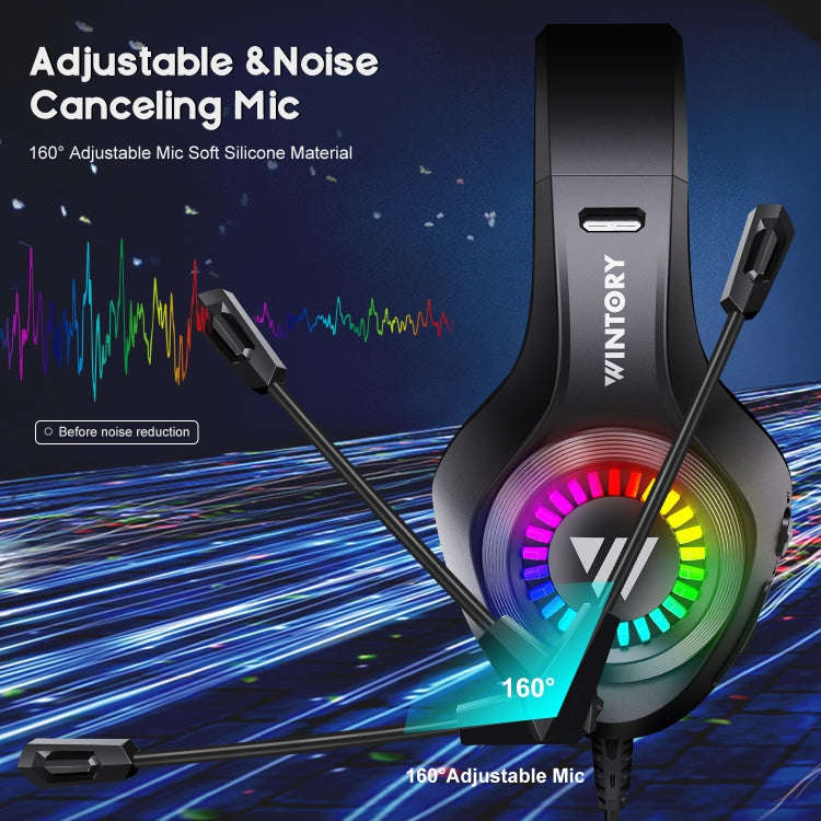 Wintory M3 USB + 3.5mm 4 Pin Adjustable RGB Light Gaming Headset with Mic (Black)
