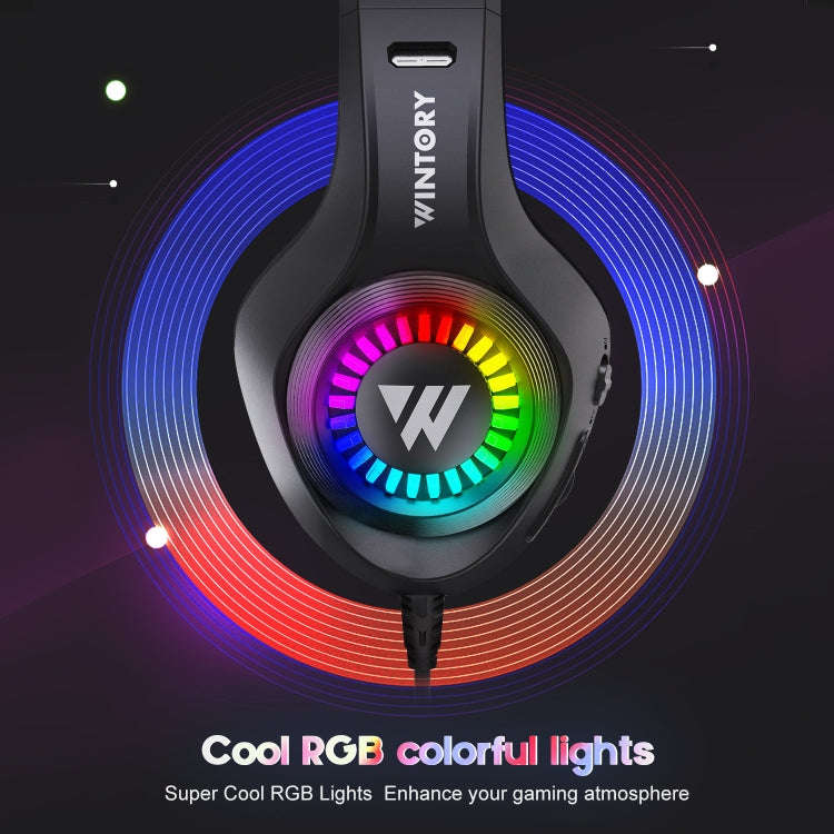 Wintory M3 USB + 3.5mm 4 Pin Adjustable RGB Light Gaming Headset with Mic (Black)