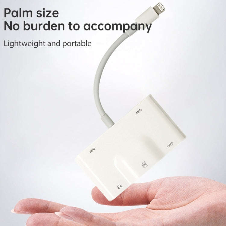 NK-1042 6 in 1 8 Pin Male to Dual USB + Dual SD Card + 3.5mm Audio Interface + 8 Pin Charging Int...